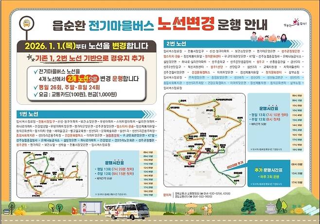 전기마울버스의 노선 변경을 안내하는 팸플릿. /성주군 제공
