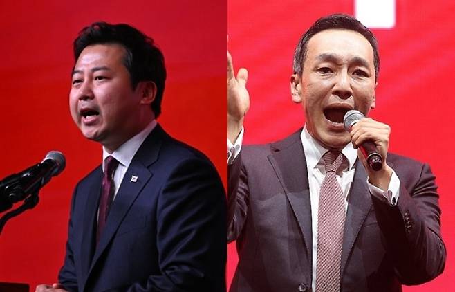 국민의힘 장예찬 전 최고위원·김민수 최고위원. 연합뉴스