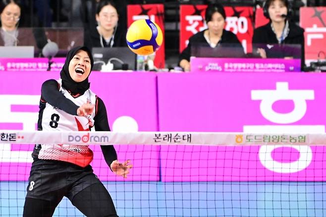 프로배구 V리그 정관장에서 아시아쿼터 선수로 인상적인 활약을 펼쳤던 메가왓티 퍼티위. KOVO 제공