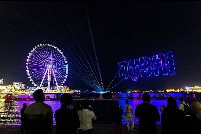 블루워터스 아일랜드 상공을 수놓은 두바이 드론쇼. 사진제공|VisitDubai