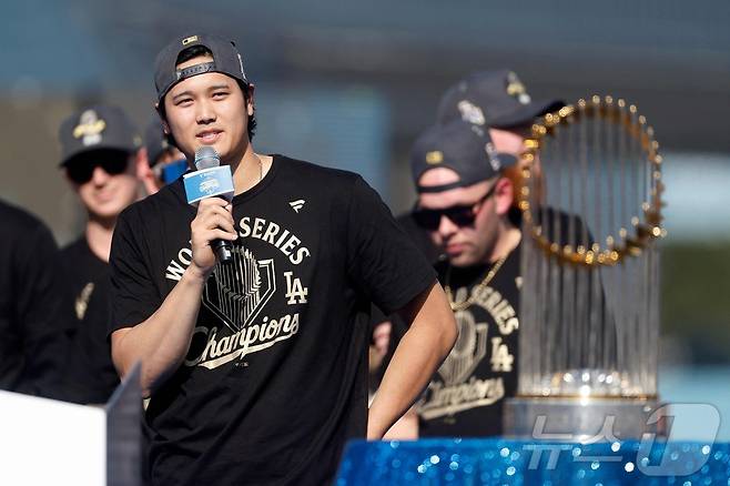 오타니 쇼헤이는 2023년 말 LA 다저스에 입단한 뒤 월드시리즈 2연패를 달성했다. ⓒ AFP=뉴스1