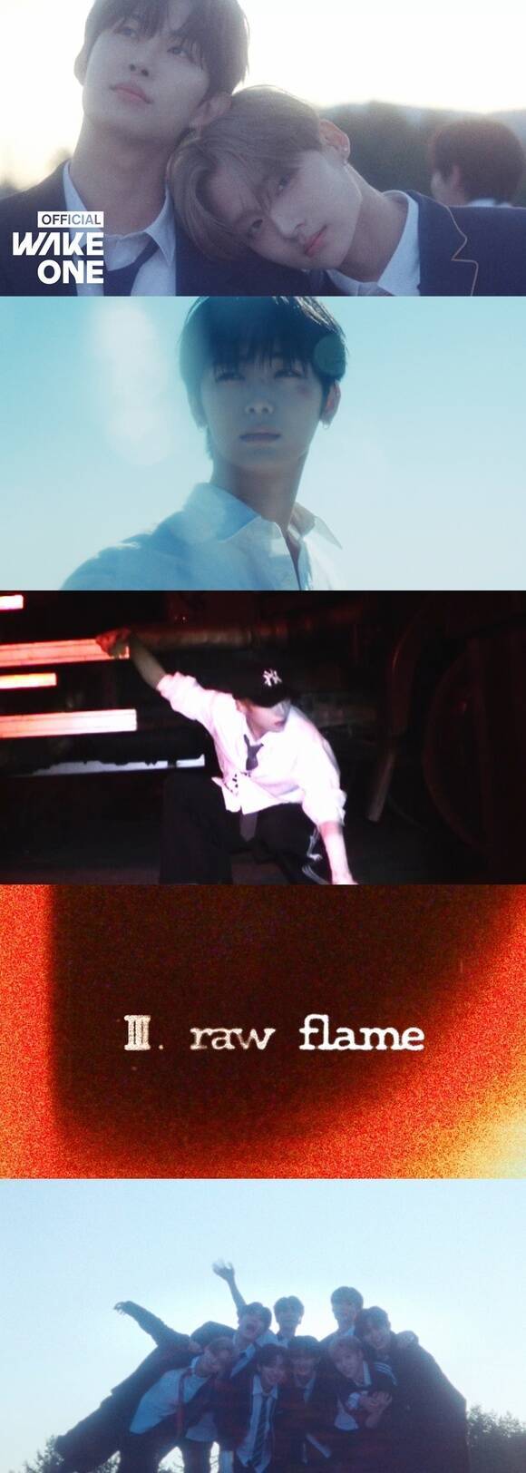 그룹 알파드라이브원이 16일 첫 번째 미니앨범 'EUPHORIA'의 트레일러 'Film by Raw Flame'을 공개했다./웨이크원