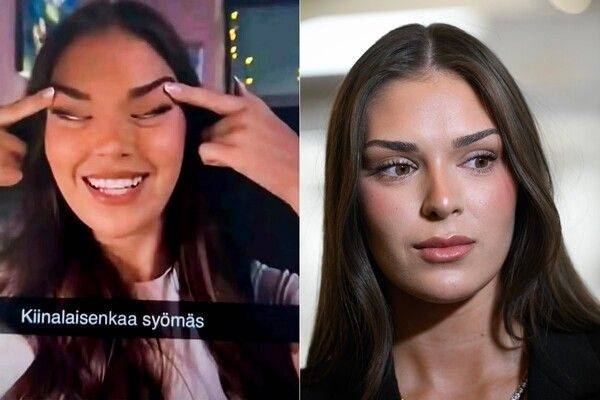 '눈 찢기' 제처로 인해 미인대회 우승자 자격을 박탈당한 사라 자프체. SNS·AP 연합뉴스