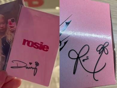 (왼쪽) 인플루언서 데이지 사인, (오른쪽) 가수 로제 사인 [X 캡처]