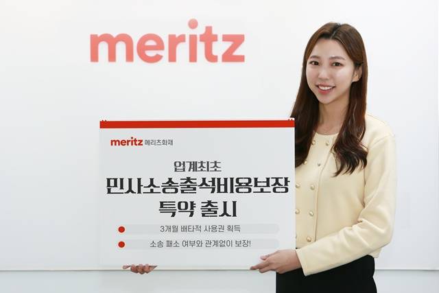 메리츠화재가 민사소송 절차 중 발생한 출석비용을 보장하는 '민사소송출석비용보장(상고심 제외)' 특약을 출시했다. /메리츠화재