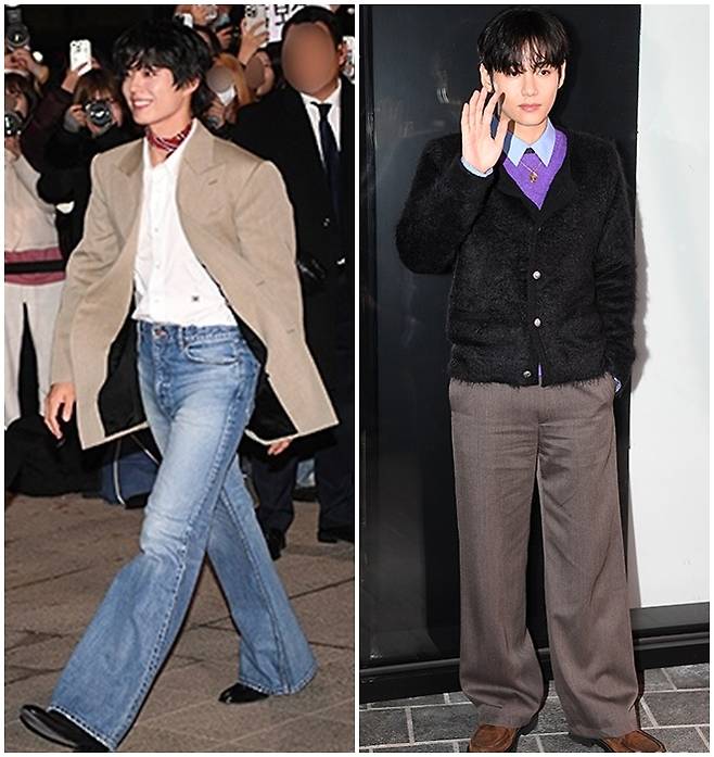 배우 박보검과 BTS 뷔가 소화하기 어려운 명품 룩을 여유롭게 완성하며 다시 한번 대한민국 대표 남신 비주얼 임을 증명했다. / 사진 = 천정환 기자