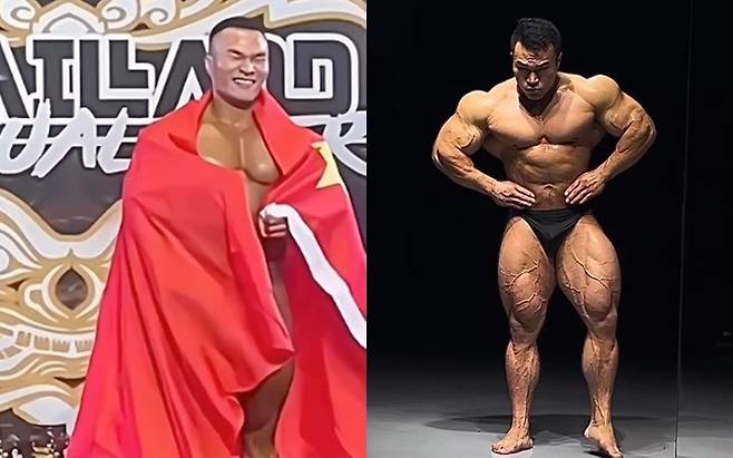중국 보디빌더 왕쿤 [소셜미디어 갈무리]