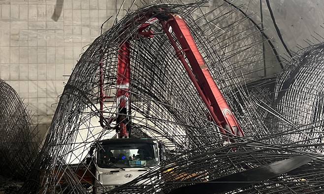 &nbsp;매몰사고 발생한 여의도 신안산선 공사장. 영등포소방서 제공