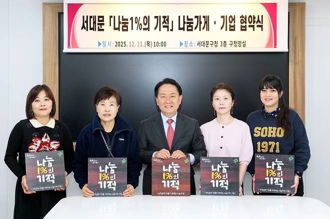 이성헌(가운데) 서대문구청장이 지난 11일 구청장실에서 산체스 리베로 엘리자베스 주닐다(오른쪽) 씨 등과 기념사진을 찍고 있다. 서대문구 제공