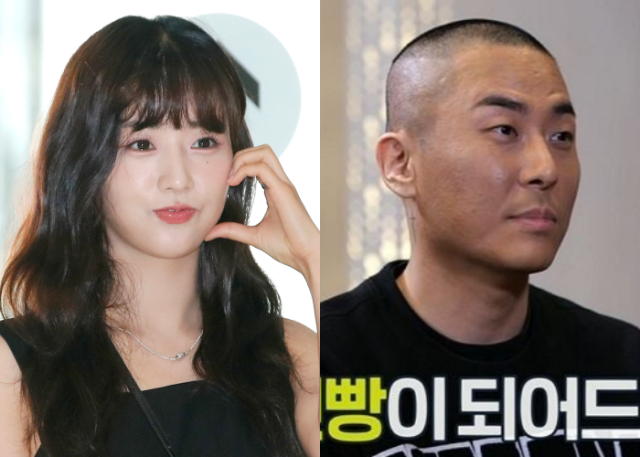 그룹 에이핑크 멤버 윤보미(왼쪽)와 스타 작곡가 듀오 블랙아이드필승의 라도. 사진=뉴스1, MBC ‘놀면 뭐하니?’ 캡쳐