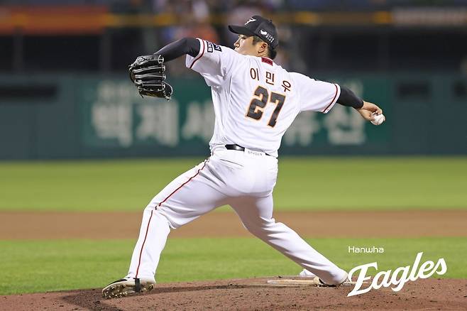 한화 이민우는 2026시즌 반등을 꿈꾼다. 그는 불펜 재구성이 필요한 한화에 활력을 불어넣을 전망이다. 사진제공|한화 이글스