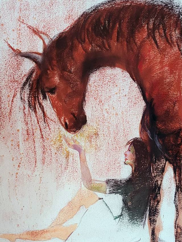 조명래 작, '같은 곳 바라보기' 종이에 혼합재료 ,2025. 아양아트센터 제공.