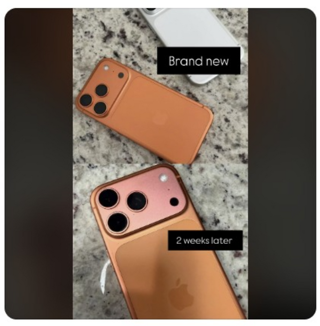 변색된 아이폰 17 프로 사진. [사진=레딧 캡처]