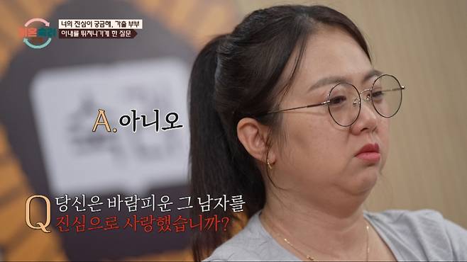 아내가 상간남에 대한 질문을 듣고 눈물을 흘렸다. /사진=JTBC '이혼 숙려 캠프' 캡처