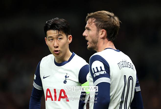 ▲ 손흥민을 진심으로 환영한 매디슨은 장기 부상으로 힘든 나날을 보내고 있다. 2023년 레스터 시티를 떠나 토트넘에 합류한 그는 팀의 주전 플레이메이커로 낙점받았다. 특히 손흥민과 좋은 호흡을 보였다.