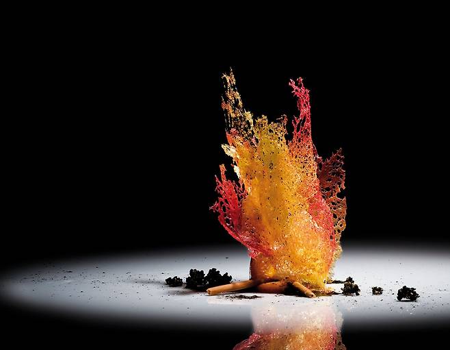 페란 아드리아 셰프가 '엘불리'에서 창조한 '불꽃(Fire)' 요리. /플래시아트
