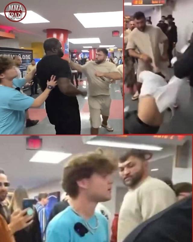 제이크 폴과 앤서니 조슈아의 헤비급 복싱 매치가 열린 지난 20일(한국시간) 미국 플로리다주 마이애미의 카세야 센터. 이날 백스테이지에선 충격적인 일이 발생했다. 전 UFC 헤비급 챔피언 안드레이 알롭스키는 폴과 조슈아의 복싱 매치를 보기 위해 현장을 찾았다. 그리고 이동하는 과정에서 ‘유튜버’ 잭 도허티 패거리와 충돌했다. 사진=MMA 크레이지 SNS