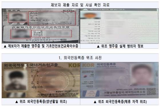 A씨가 위조한 신분증 예시. 사진 서울경찰청