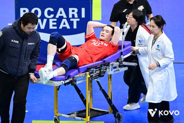 발목을 다친 김정호./KOVO