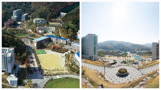 [금산=뉴시스] 중부대 금산캠퍼스(왼쪽)와 고양캠퍼스 전경. (사진=중부대 제공) 2025.12.23. photo@newsis.com *재판매 및 DB 금지