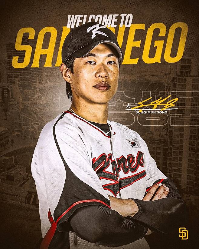 ▲ 키움 히어로즈 내야수 송성문이 미국 메이저리그 샌디에이고 파드리스와 계약을 마쳤다. ⓒ샌디에이고 파드리스 SNS
