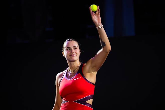 타이브레이크 승률 90%를 지키지 못한 것이 아쉬울 사발렌카 / 게티이미지코리아