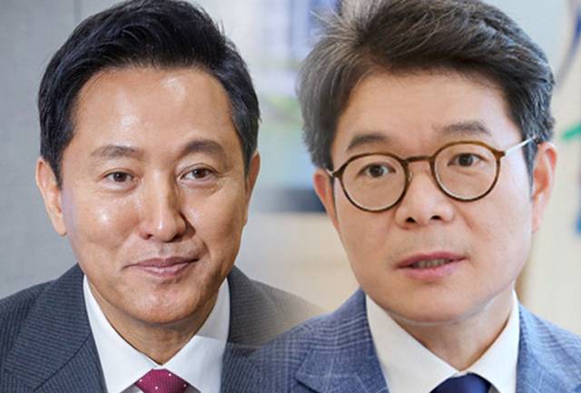 오세훈(왼쪽) 서울시장과 정원오 성동구청장. 연합뉴스, 성동구 제공