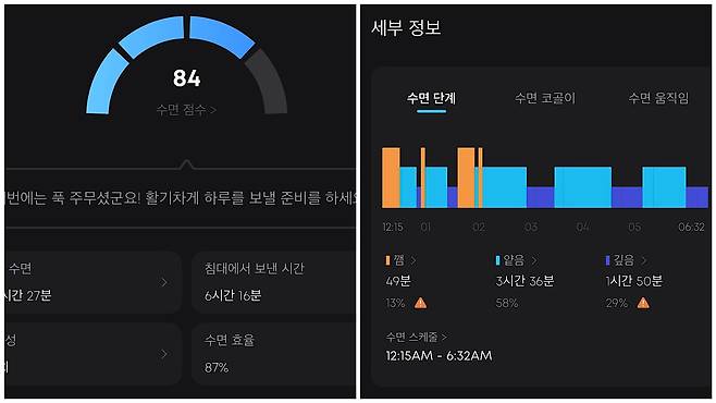 앤커 A30이 제공하는 수면 리포트./앤커 앱 캡처