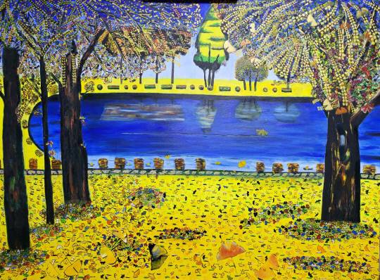 임현균 작가의 그림 '그 숲에는 사랑해 라고 쓰여져 있는데 아무도 못 읽는다'.