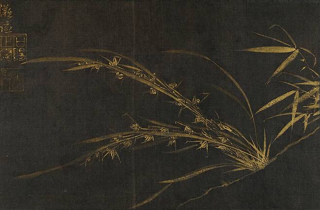 ‘삼청도도(三淸滔滔)―매·죽·난, 멈추지 않는 이야기’ 1부 전시장에 나온 이정의 ‘삼청첩’ 전면들 가운데 일부인 ‘난죽’. 대구간송미술관 제공