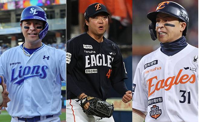 (왼쪽부터) 강민호. 김범수. 손아섭