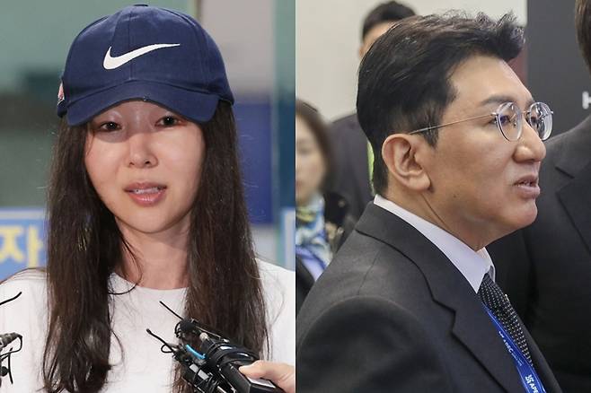 왼쪽부터 민희진 전 어도어 대표, 방시혁 하이브 의장. 연합뉴스/하이브 제공