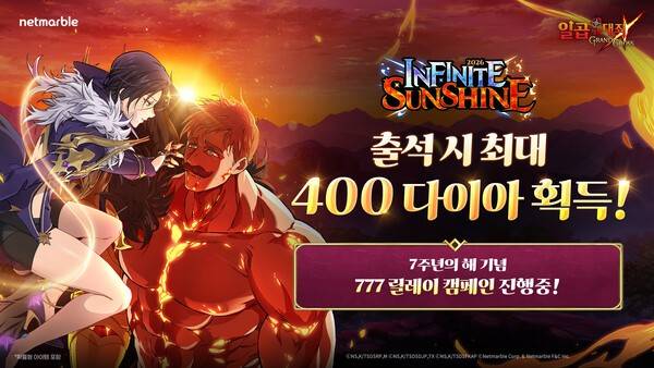 26일 넷마블이 모바일 RPG '일곱 개의 대죄_GRAND CROSS(이하 일곱 개의 대죄_그랜드 크로스/개발사 넷마블에프앤씨)에 신년 페스티벌 업데이트 및 777 릴레이 캠페인을 실시한다고 밝혔다.(넷마블 일곱 개의 대죄 GRAND CROSS_신년 페스티벌 업데이트). /사진=넷마블