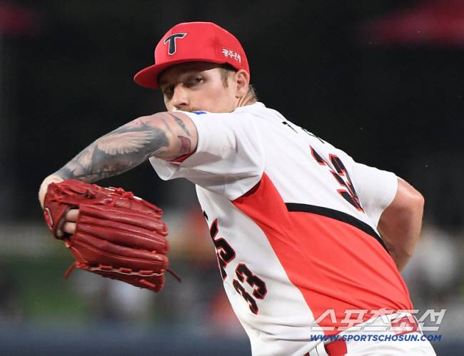 18일 광주 기아챔피언스필드에서 열린 한화-KIA전. KIA 선발투수로 등판한 올러. 광주=정재근 기자 cjg@sportschosun.com/2025.9.18/