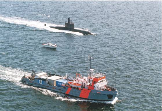 시운전 중인 장보고함. 해군