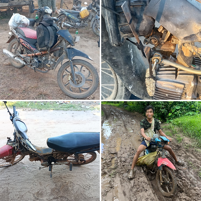 미얀마 저항 활동가들이 농촌 지역에 선거 거부 운동을 하기 위해 탔던 오토바이. 페이스북 갈무리