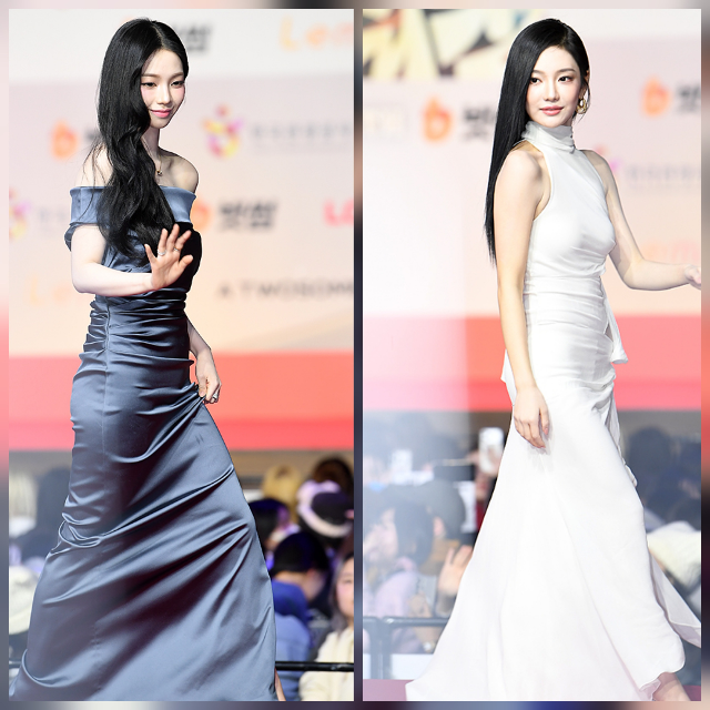 에스파 닝닝과 카리나는 같은 공간에 섰음에도 전혀 다른 방식으로 시선을 끌어당겼다. 사진=천정환 기자