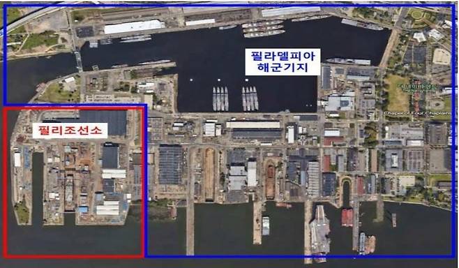 미국 해군 네이비 야드 내 한화필리조선소 위치. [한화 제공]