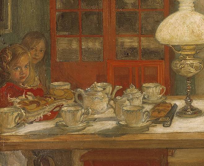 칼 라르손, 게임 준비(일부 확대), 1901, 캔버스에 유채, 68x92cm, 스웨덴 국립 미술관