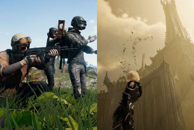 크래프톤의 '배틀그라운드'(왼쪽)와 엔씨의 '아이온2' 속 장면들. 크래프톤·엔씨 제공