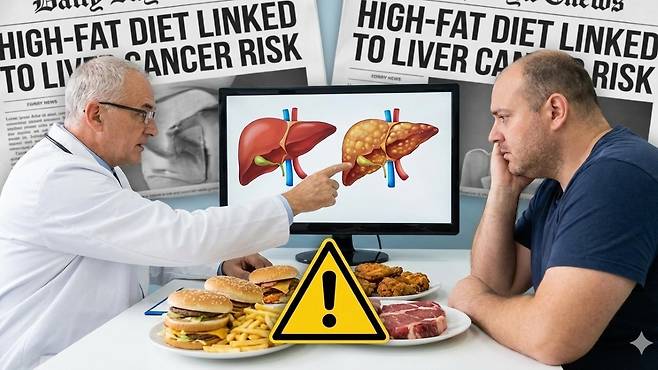 고지방 식단이 간암 위험성을 높이는 원인을 밝힌 연구결과가 나왔다｜출처: Gemini 생성