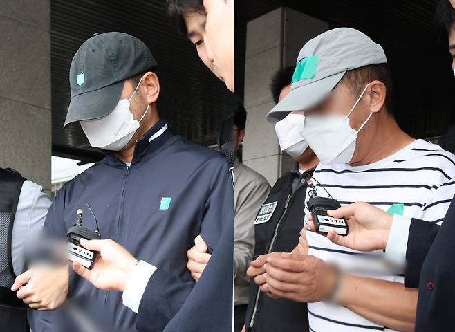 지난 9월 25일 KT 무단 소액결제 사건 피의자들이 경기 수원시 영통구 수원영통경찰서에서 나와 검찰로 구속 송치되고 있다. /뉴스1