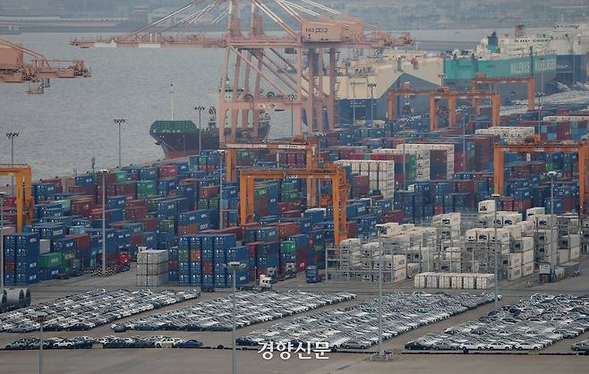 경기 평택항에 컨테이너가 쌓여 있다. 권도현 기자