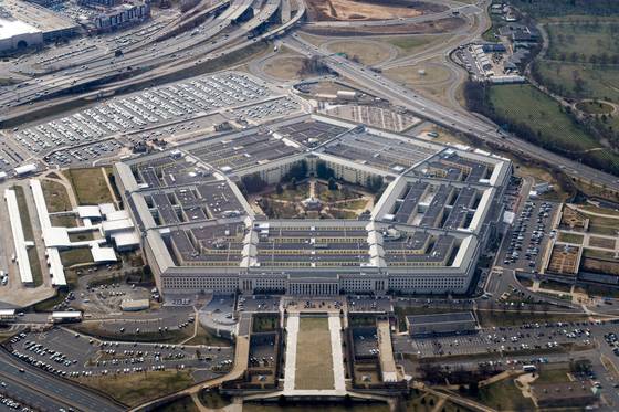 The Pentagon is seen from the air in Washington on March 3, 2022. [REUTERS/YONHAP]