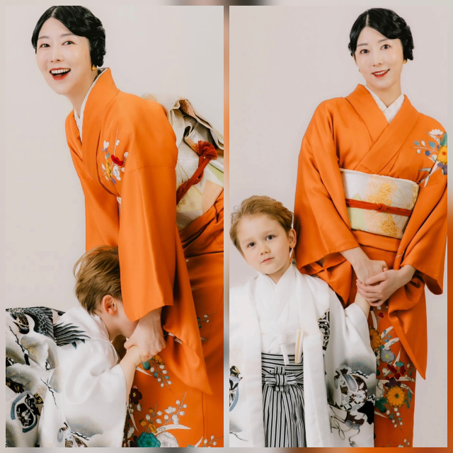 사유리가 아들 젠과 함께한 기모노 가족사진을 공개했다.사진=사유리 SNS
