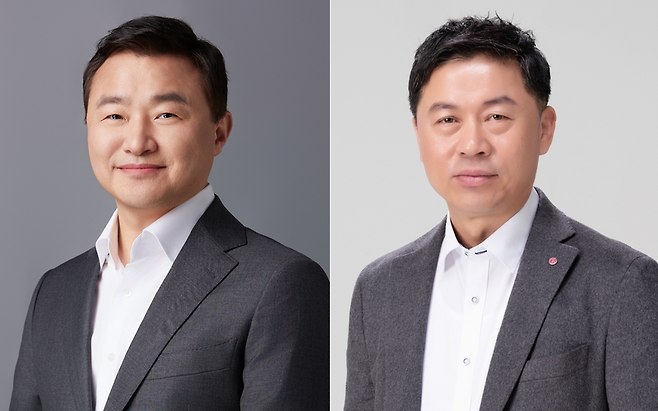 노태문(왼쪽) 삼성전자 대표이사, 류재철 LG전자 최고경영자(CEO)