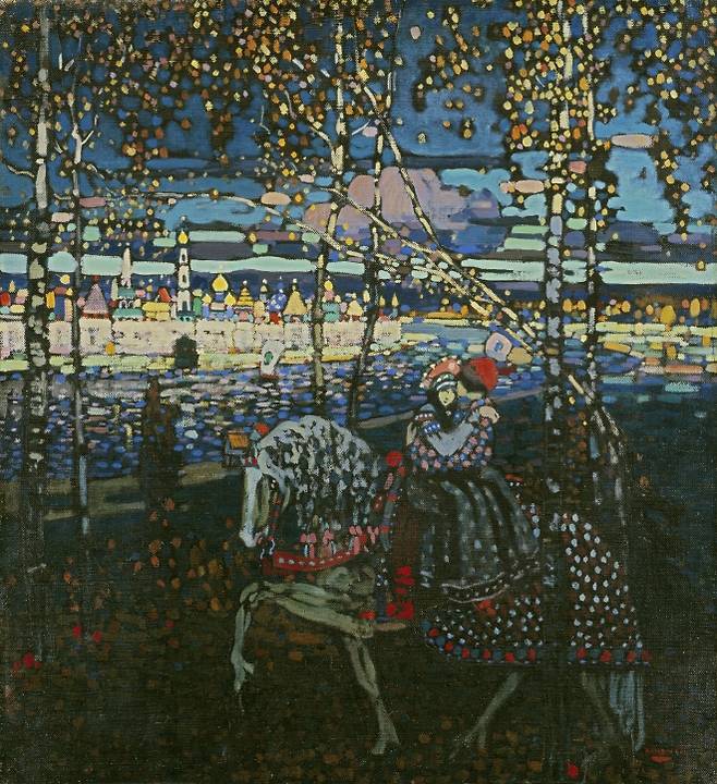 칸딘스키 ‘말을 타고 가는 연인’, 1906~1907년, 독일 뮌헨 시립 렌바흐하우스 미술관 소장.