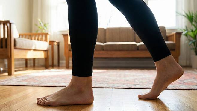 앞뒤로 발을 내딛는 동작을 반복하면 움직이는 상태에서 균형을 조절하는 능력을 기를 수 있다｜출처: Gemini 생성