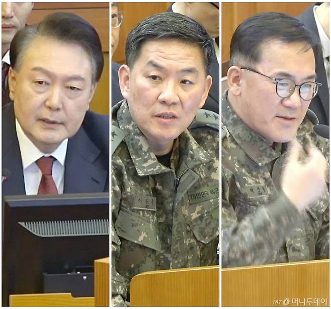 지난 2월4일 서울 종로구 헌법재판소에서 열린 윤석열 전 대통령 탄핵심판 5차 변론기일에서 이진우 전 육군 수도방위사령관, 여인형 전 국군방첩사령관이 발언하는 모습. / 사진=헌법재판소