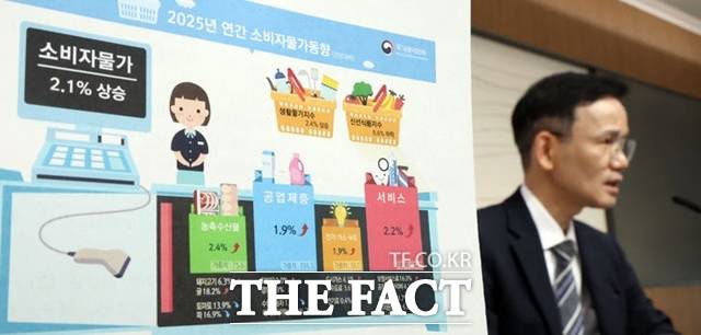 이두원 국가데이터처 경제동향통계심의관이 31일 세종시 정부세종청사에서 '2025년 12월 및 연간 소비자물가 동향'을 발표하고 있다. /뉴시스